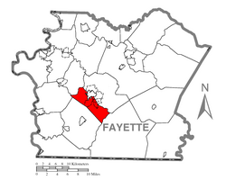 Map of South Union Township, Fayette County, Pennsylvania Highlighted